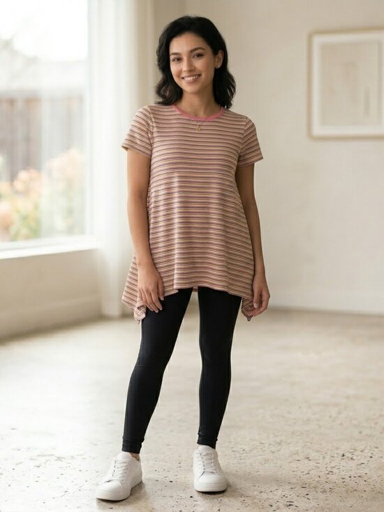 LuLaRoe Tops - LuLaRoe Melissa Striped Short Sleeve Tunic Size XXS